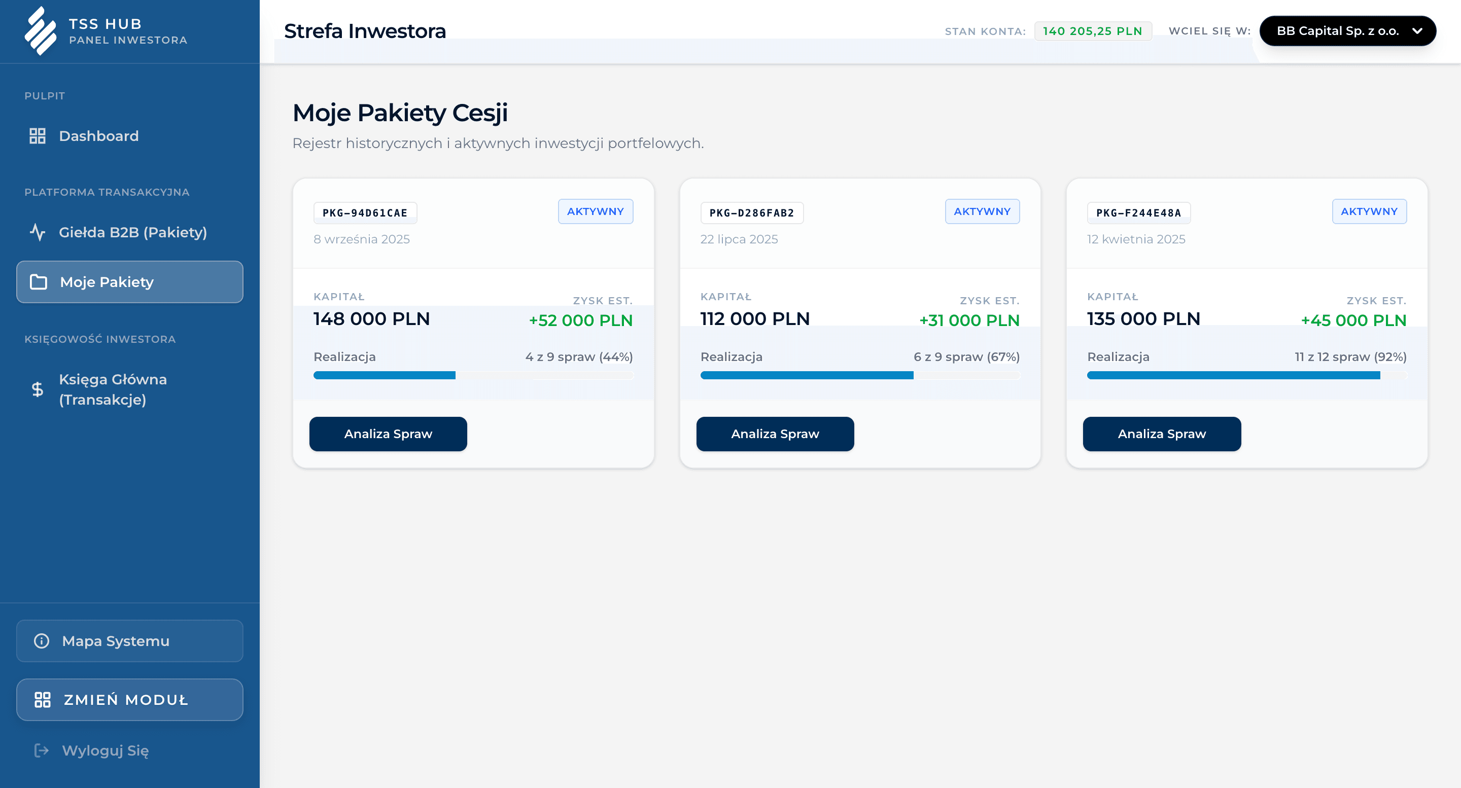 Akta spraw dłużników w TSS Hub